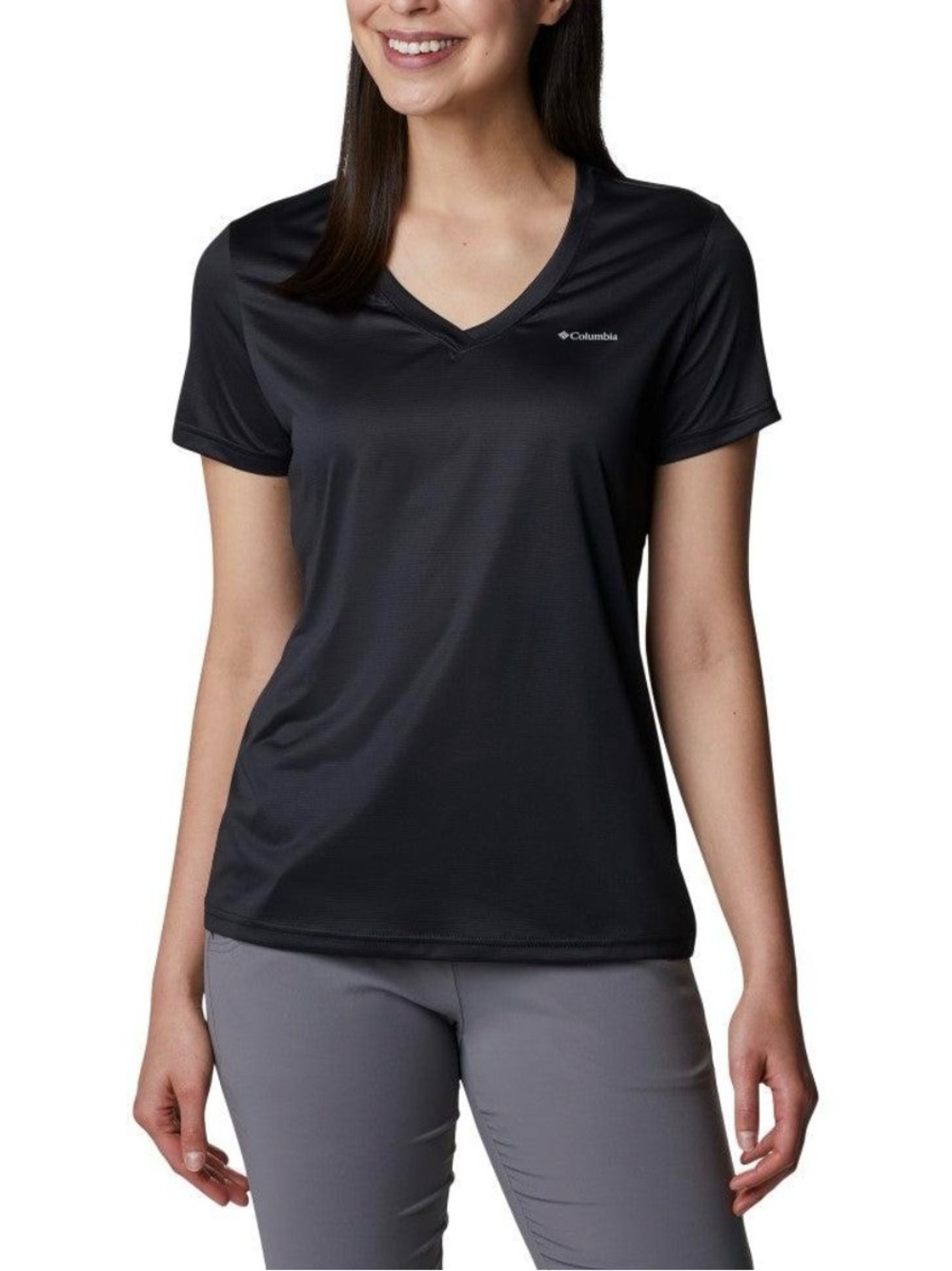Columbia Black V-Neck Athletic Shirt — Size M (Logo Faded, See Photos)